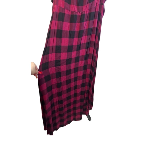 Torrid Burgundy Blaek Gingham Plaid Challis High Low Maxi Dress Sz 4 - Picture 11 of 16